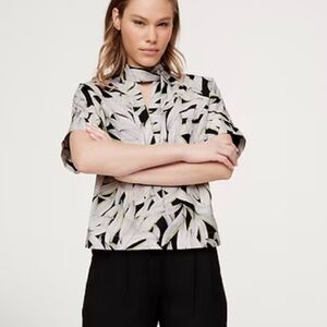 Banana Republic Black and White Neon Green  Leaf Print Button Down Shirt